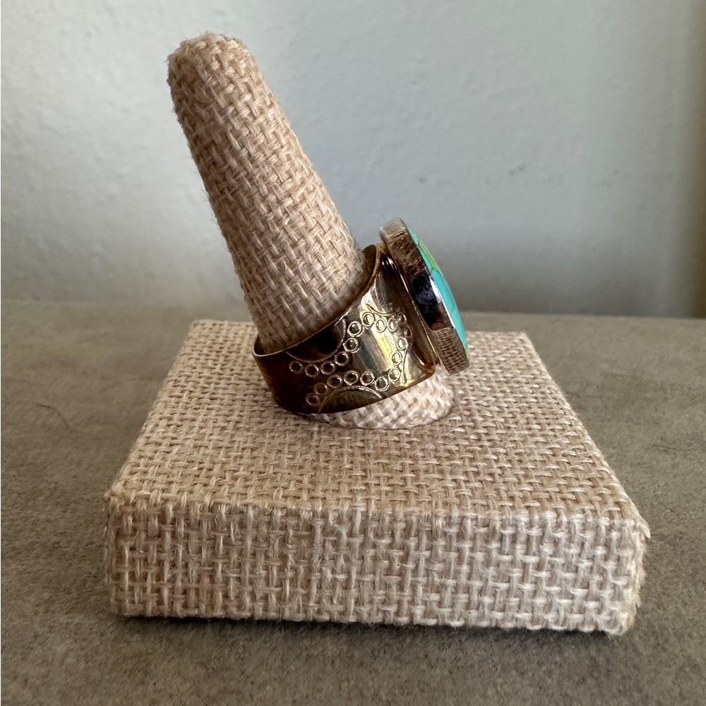 Honeycomb design turquoise ring in sterling silver by Jay King - Picture 3 of 14